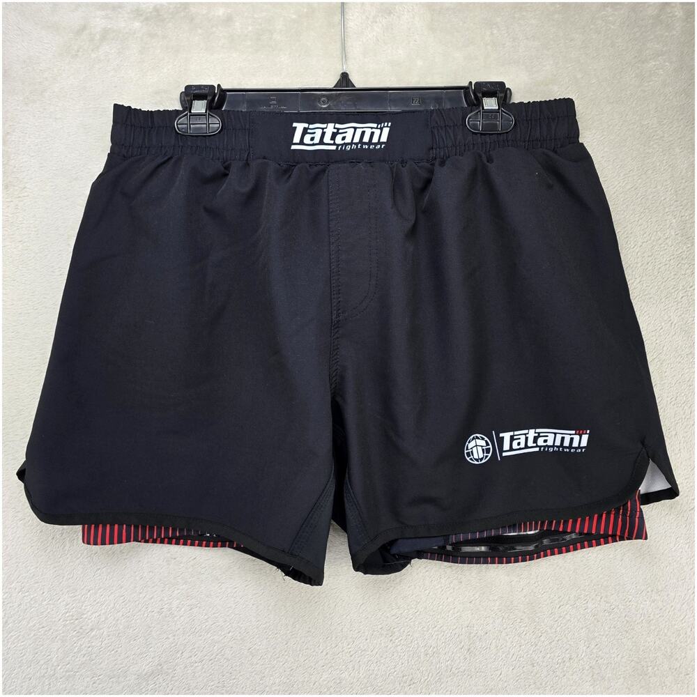 Tatami Fightwear Jiu Jitsu MMA Training Shorts Mens XL Black Lines Echo Tech